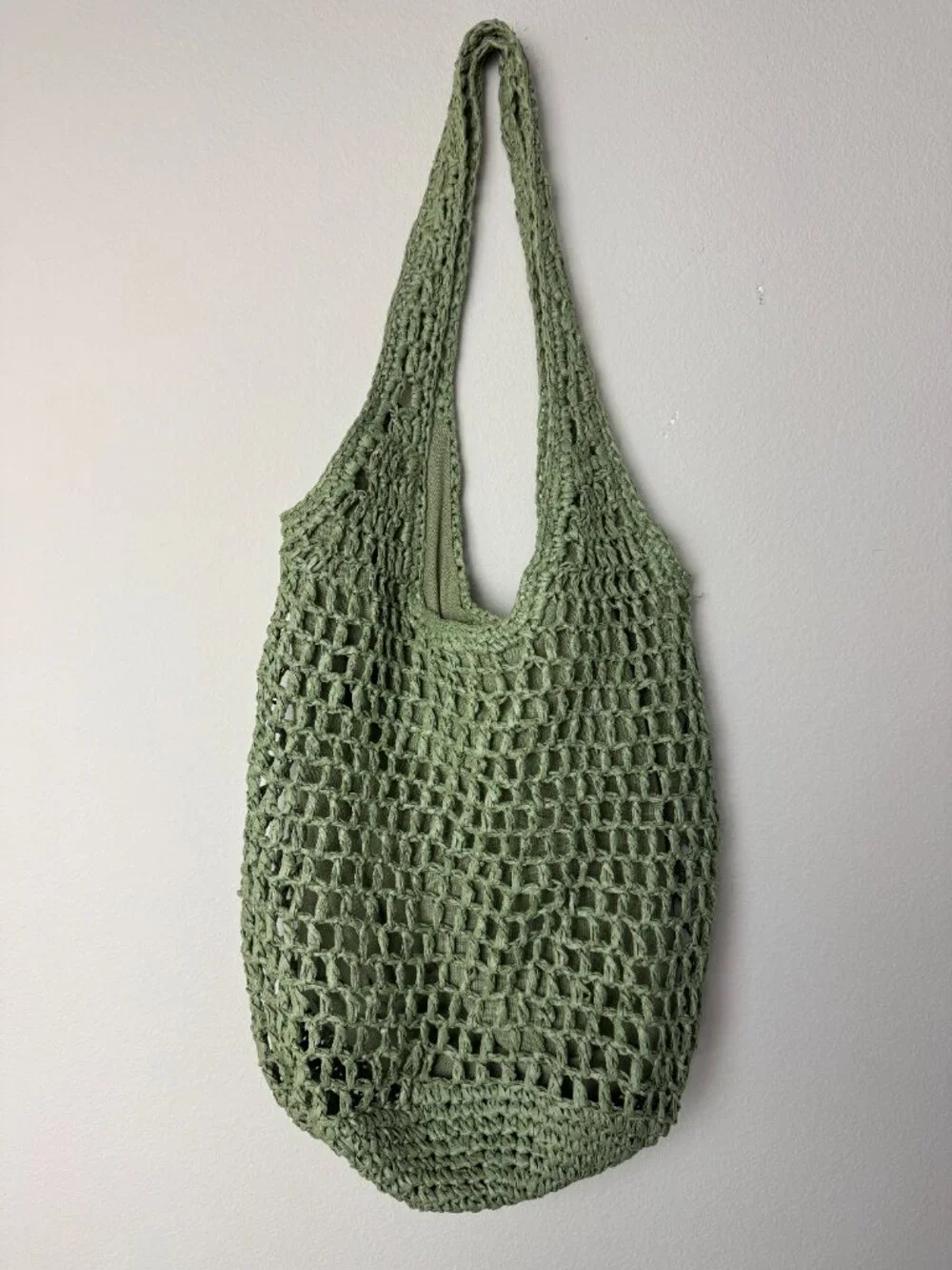 Haute Hippie  Raffia Woven Hobo Bag Mint Green Boho Woven